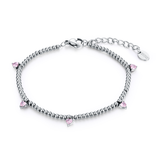 BRACCIALE CUORI PENDENTI ROSA