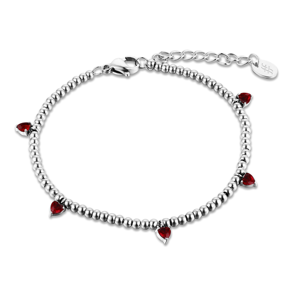 BRACCIALE CUORI PENDENTI ROSSI