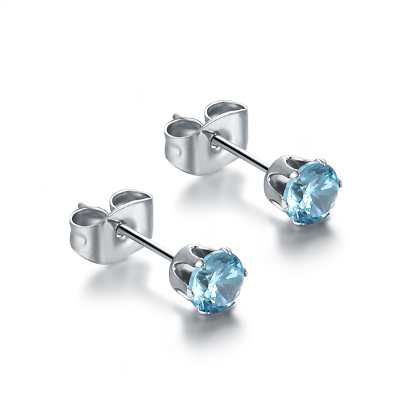 ORECCHINI PUNTO LUCE AZZURRO CHIARO 5MM