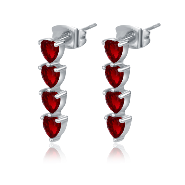 ORECCHINI CUORI PENDENTI ROSSI