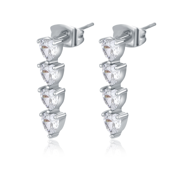 ORECCHINI CUORI PENDENTI BIANCO