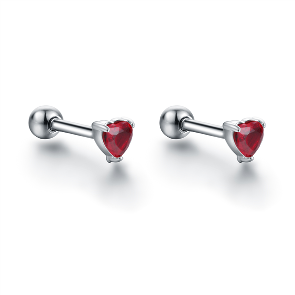 ORECCHINI PIERCING CUORE  ROSSO