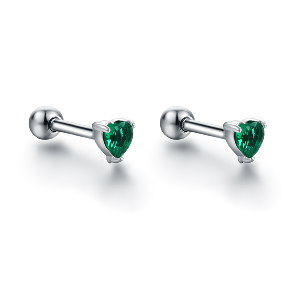 ORECCHINI PIERCING CUORE VERDI