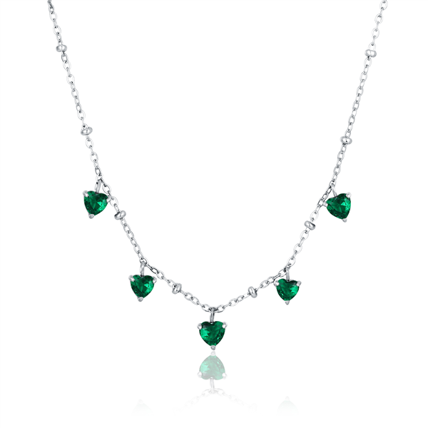 COLLANA CUORI PENDENTI VERDE