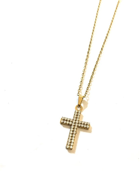 COLLANA CROCE ZIRCONATA ORO
