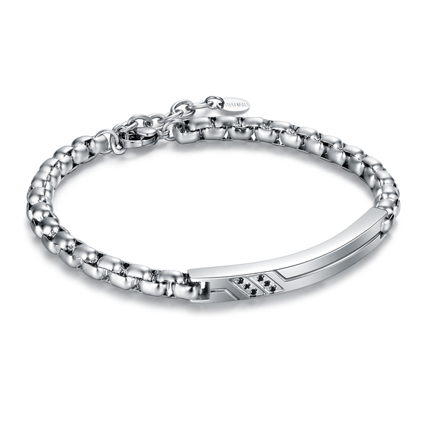 BRACCIALE CON TARGA E CRISTALLI NERI