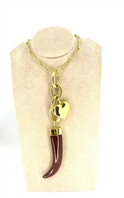 COLLANA CORNO E CUORE