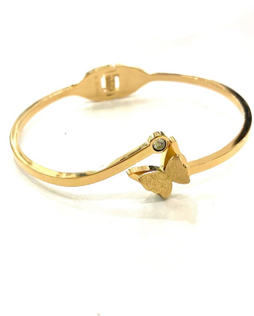 Bracciale Rigido Con Farfalla Oro