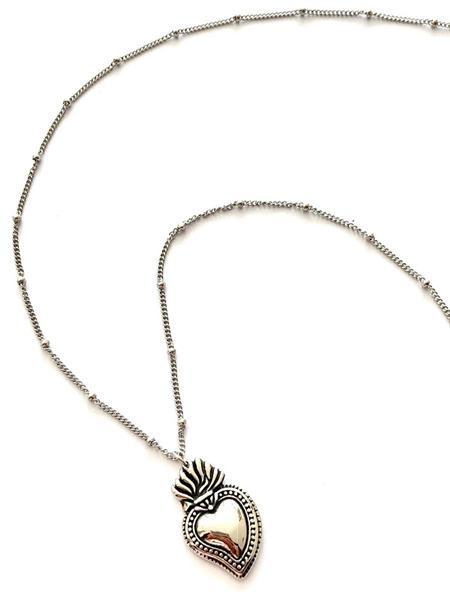 COLLANA CON CUORE SACRO ARGENTO