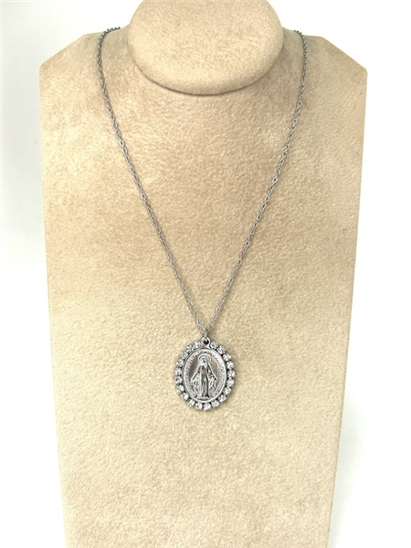 COLLANA MADONNINA STRASS ARGENTATA