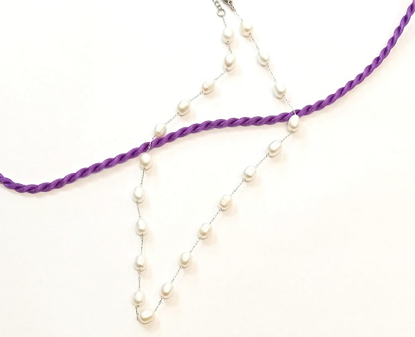 COLLANA PERLINE FILO ARGENTO