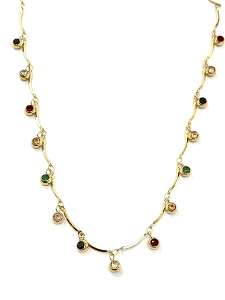 COLLANA ORO PENDENTI COLORATI
