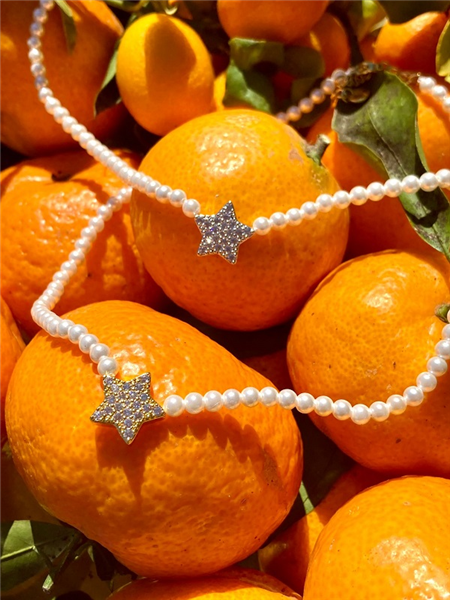 COLLANA CON PERLE E STELLA ORO