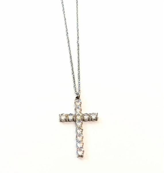 CROCE DI STRASS ARGENTATA